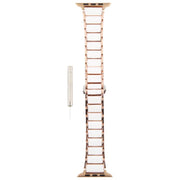 For Apple Watch 42mm / 41mm / 40mm / 38mm Three Beads Ceramics 18mm Steel Watch Band(Rose Gold White)