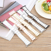 For Apple Watch 46mm / 49mm / 45mm / 44mm Three Beads Ceramics 18mm Steel Watch Band(Silver White)