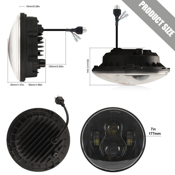 7 inch H4 / H13 DC 9V-30V 4000LM 6000K 40W 7 inch Car Round Shape LED Headlight Lamps for Jeep Wrangler