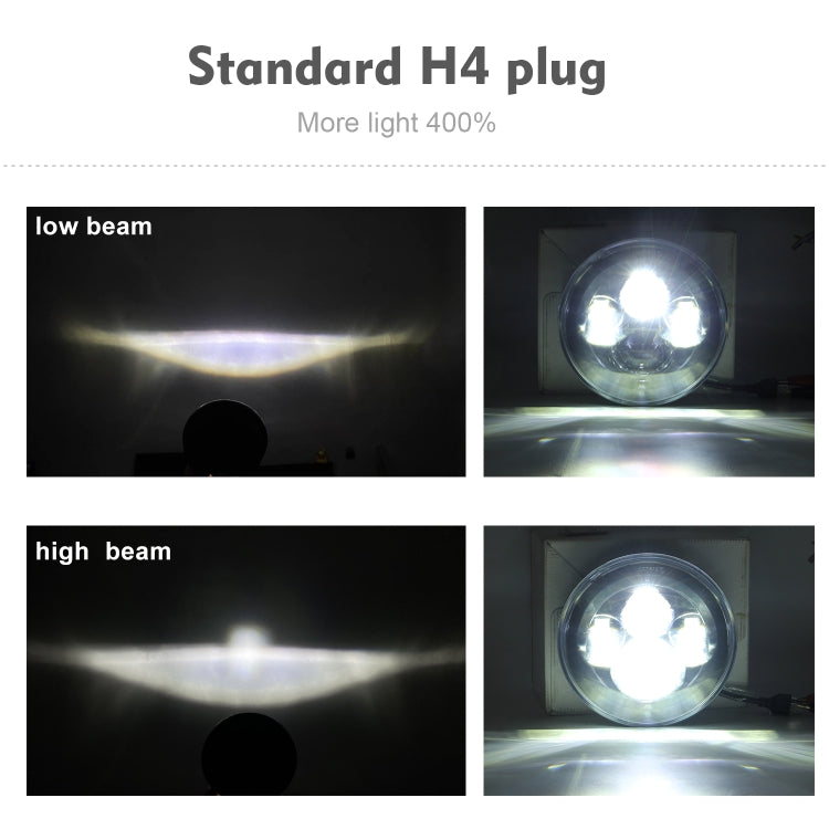 7 inch H4 / H13 DC 9V-30V 4000LM 6000K 40W 7 inch Car Round Shape LED Headlight Lamps for Jeep Wrangler