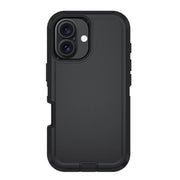 For iPhone 17 Kalebol Shockproof PC Hybrid TPU Phone Case with Back Clip(Black)