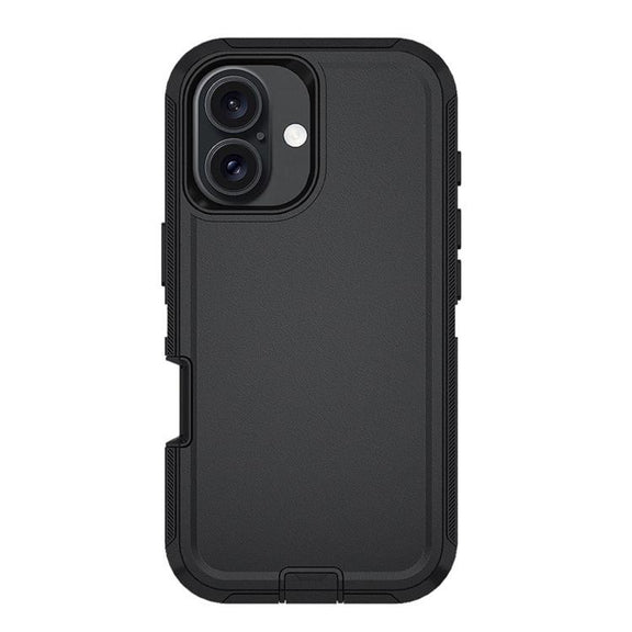 For iPhone 17 Kalebol Shockproof PC Hybrid TPU Phone Case with Back Clip(Black)