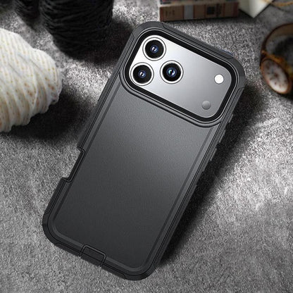 For iPhone 17 Air Kalebol Shockproof PC Hybrid TPU Phone Case with Back Clip(Black) - free shipping - PMC Jewellery - Order now!
