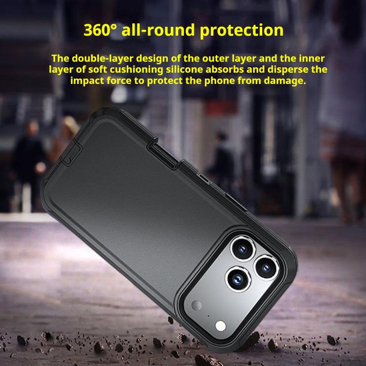 For iPhone 17 Air Kalebol Shockproof PC Hybrid TPU Phone Case with Back Clip(Black) - free shipping - PMC Jewellery - Order now!