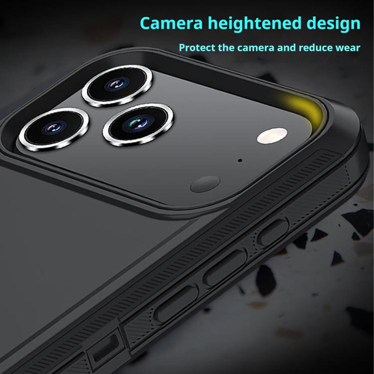 For iPhone 17 Pro Max Kalebol Shockproof PC Hybrid TPU Phone Case with Back Clip(Black)