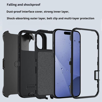 For iPhone 17 Air Kalebol Shockproof PC Hybrid TPU Phone Case with Back Clip(Black) - free shipping - PMC Jewellery - Order now!