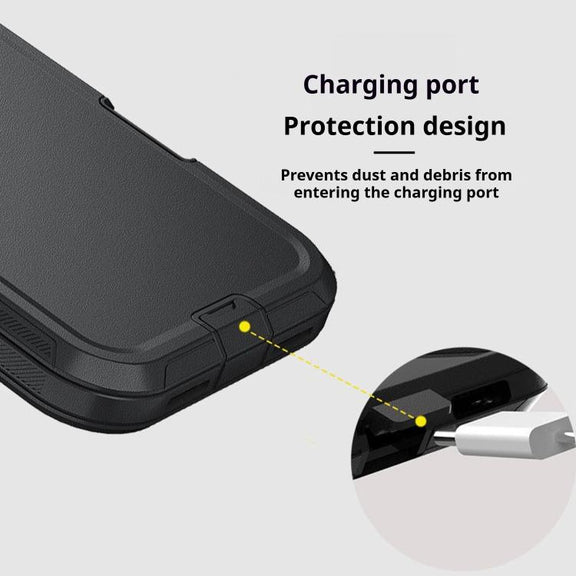 For iPhone 17 Pro Kalebol Shockproof PC Hybrid TPU Phone Case with Back Clip(Black)