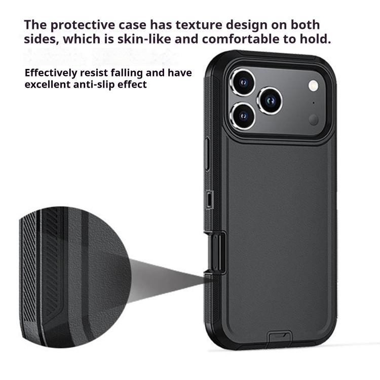 For iPhone 17 Kalebol Shockproof PC Hybrid TPU Phone Case with Back Clip(Black)