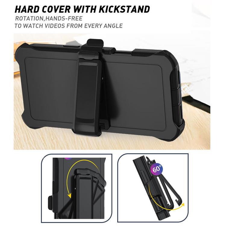 For iPhone 17 Pro Max Kalebol Shockproof PC Hybrid TPU Phone Case with Back Clip(Black)