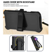 For iPhone 17 Pro Kalebol Shockproof PC Hybrid TPU Phone Case with Back Clip(Black)