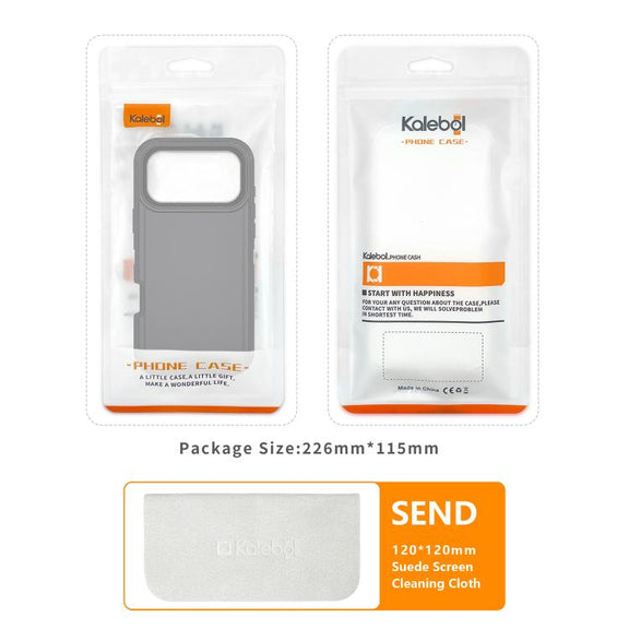 For iPhone 17 Kalebol Shockproof PC Hybrid TPU Phone Case with Back Clip(Black)