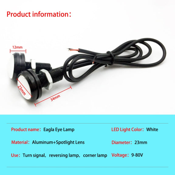10 PCS 23mm 6LEDs SMD-5730 DC9-80V Motorcycle Eagle Eye Light(White and Yellow Light)