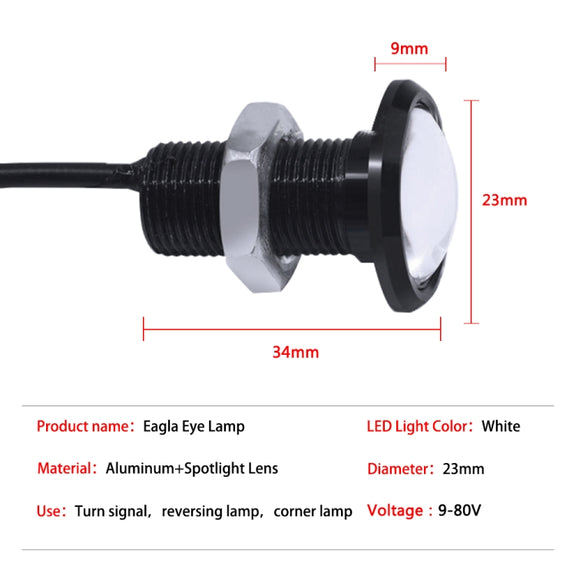 10 PCS 23mm 1.5W DC9-80V Motorcycle Eagle Eye Light Single Lens(Yellow Light)