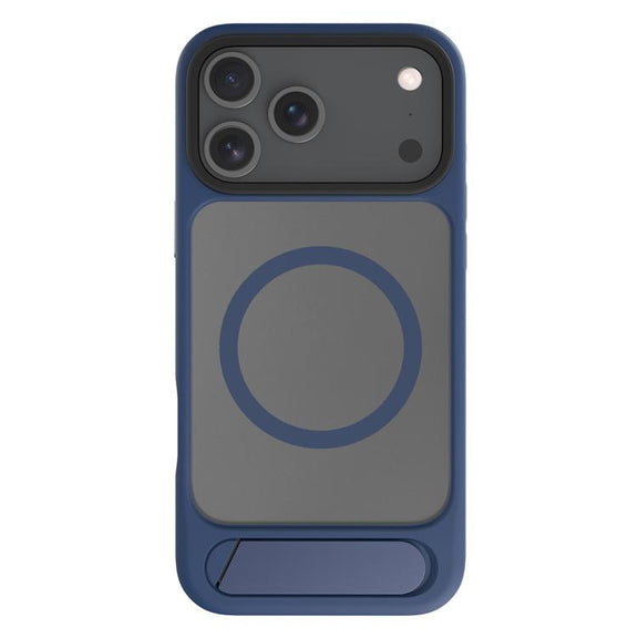 For iPhone 17 Pro Kalebol MagSafe Invisible Tilt Holder PC Hybrid TPU Case(Navy Blue)
