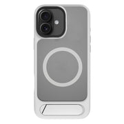 For iPhone 17 Kalebol MagSafe Invisible Tilt Holder PC Hybrid TPU Case(Grey White)