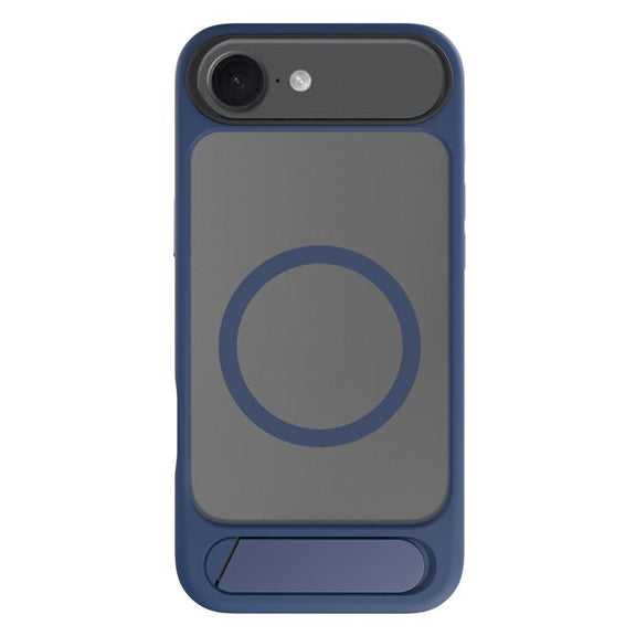 For iPhone 17 Air Kalebol MagSafe Invisible Tilt Holder PC Hybrid TPU Case(Navy Blue)