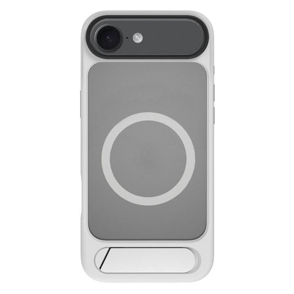 For iPhone 17 Air Kalebol MagSafe Invisible Tilt Holder PC Hybrid TPU Case(Grey White)
