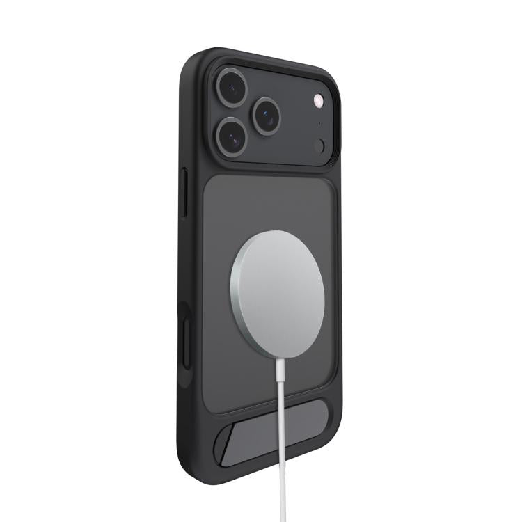 For iPhone 17 Air Kalebol MagSafe Invisible Tilt Holder PC Hybrid TPU Case(Navy Blue)