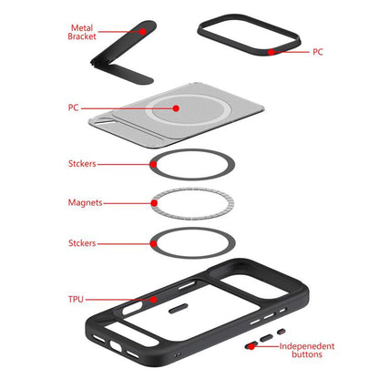 For iPhone 17 Air Kalebol MagSafe Invisible Tilt Holder PC Hybrid TPU Case(Black) - iPhone 17 Air Cases by Kalebol | Online Shopping South Africa | PMC Jewellery | Buy Now Pay Later Mobicred