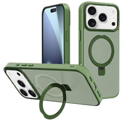 For iPhone 17 Pro Max Kalebol Metal Lens Frame MagSafe Holder Frosted PC Phone Case(Dark Green)