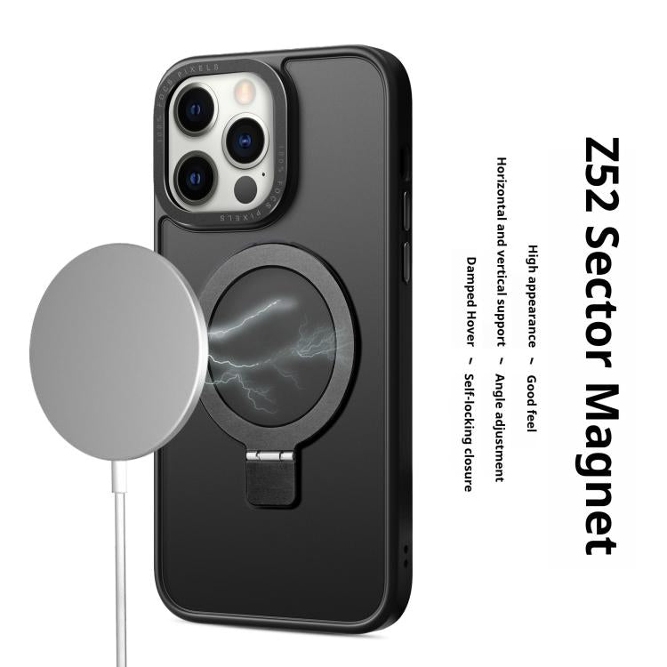 For iPhone 17 Kalebol Metal Lens Frame MagSafe Holder Frosted PC Phone Case(Navy Blue)