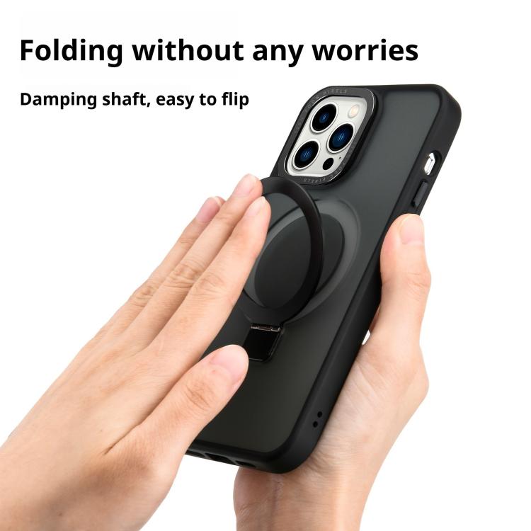 For iPhone 17 Air Kalebol Metal Lens Frame MagSafe Holder Frosted PC Phone Case(Sierra Blue)