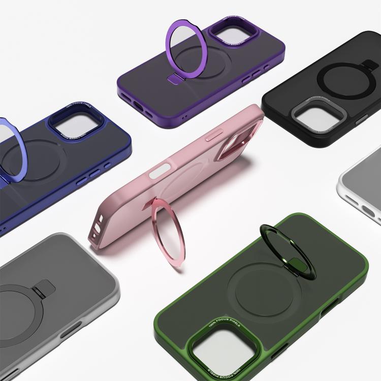 For iPhone 17 Air Kalebol Metal Lens Frame MagSafe Holder Frosted PC Phone Case(Sierra Blue)