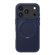 For iPhone 17 Pro Max Kalebol Frosted MagSafe Holder Acrylic Hybrid TPU Phone Case(Navy Blue)