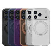 For iPhone 17 Air Kalebol Frosted MagSafe Holder Acrylic Hybrid TPU Phone Case(Black)