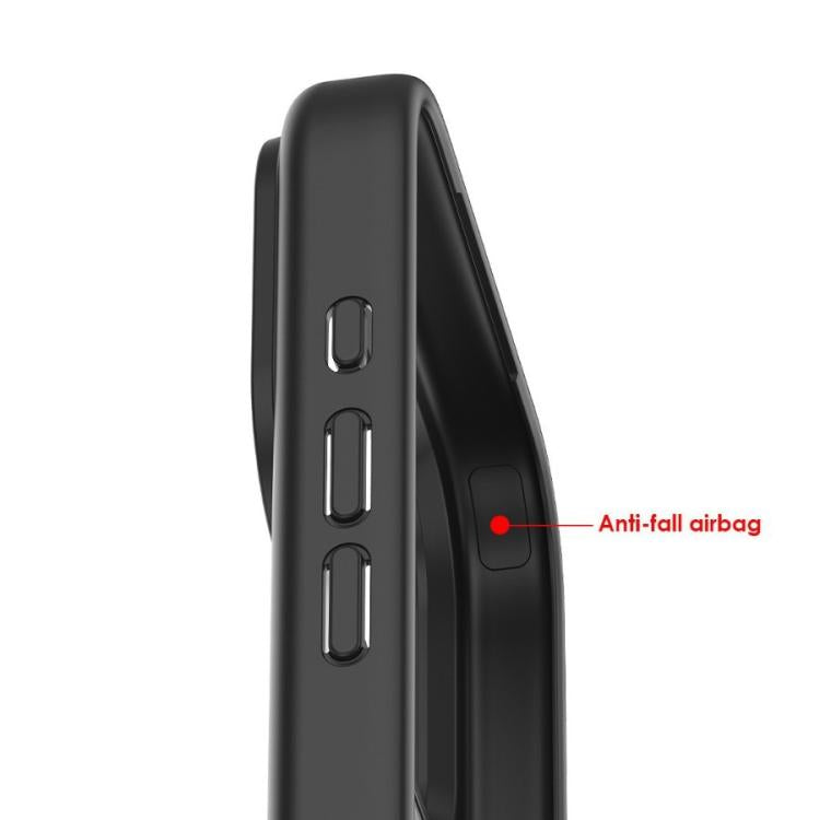 For iPhone 17 Air Kalebol Frosted MagSafe Holder Acrylic Hybrid TPU Phone Case(Black)