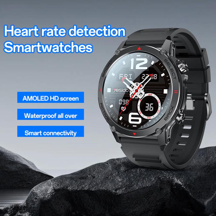 Yesido IO31 1.43 inch AMOLED Screen Smart Watch Support BT Call / Heart Rate(Black)