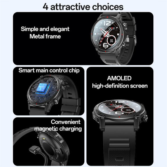 Yesido IO31 1.43 inch AMOLED Screen Smart Watch Support BT Call / Heart Rate(Black)