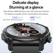 Yesido IO31 1.43 inch AMOLED Screen Smart Watch Support BT Call / Heart Rate(Black)