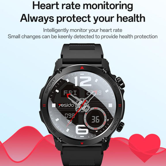 Yesido IO31 1.43 inch AMOLED Screen Smart Watch Support BT Call / Heart Rate(Black)