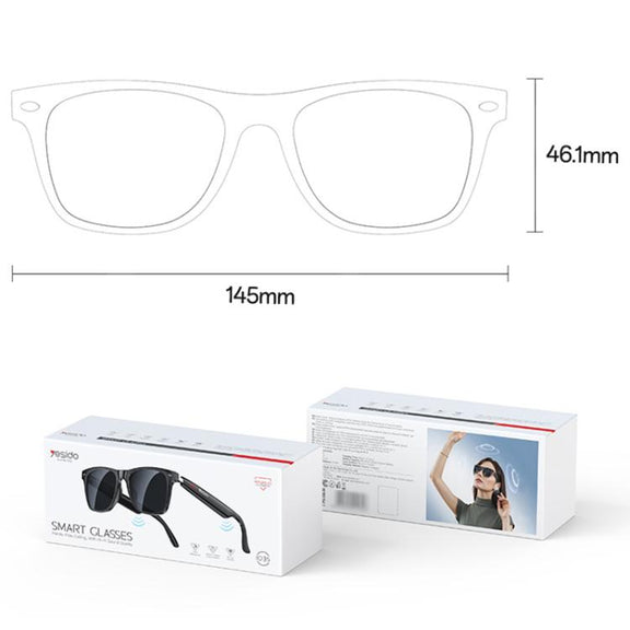 Yesido IO35 Smart Music Glasses IP54 Water-resistant Support BT Call(Black)