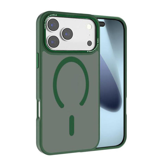 For iPhone 17 Pro Max Kalebol Metal Lens Frame MagSafe Frosted PC Phone Case(Dark Green)