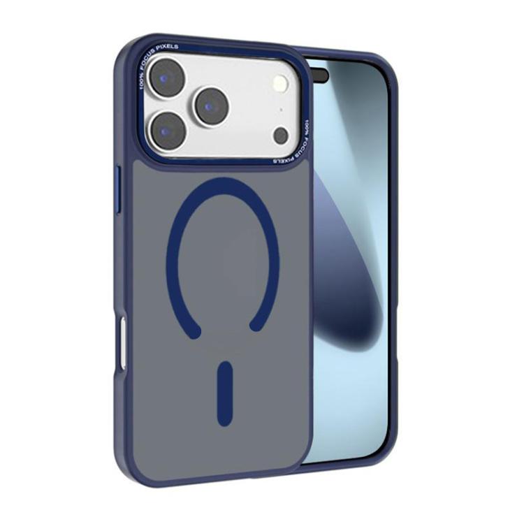 For iPhone 17 Pro Kalebol Metal Lens Frame MagSafe Frosted PC Phone Case(Navy Blue) - free shipping - PMC TechLife - Order now!