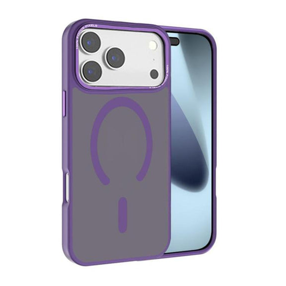 For iPhone 17 Pro Kalebol Metal Lens Frame MagSafe Frosted PC Phone Case(Dark Purple)