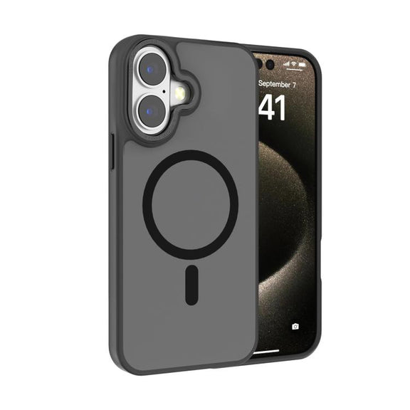 For iPhone 17 Kalebol Metal Lens Frame MagSafe Frosted PC Phone Case(Black)