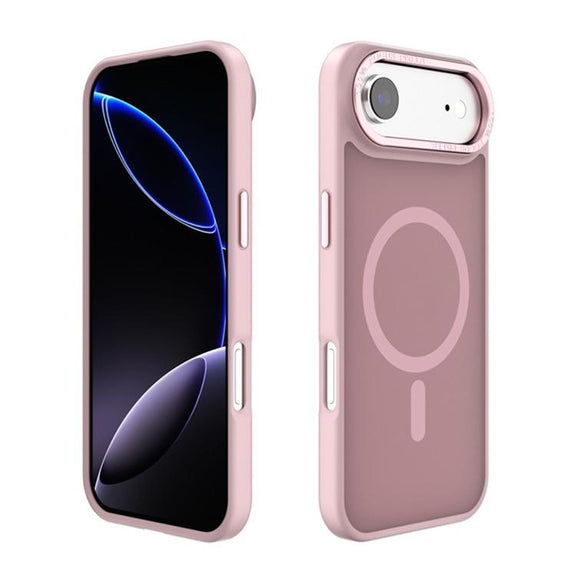 For iPhone 17 Air Kalebol Metal Lens Frame MagSafe Frosted PC Phone Case(Pink)