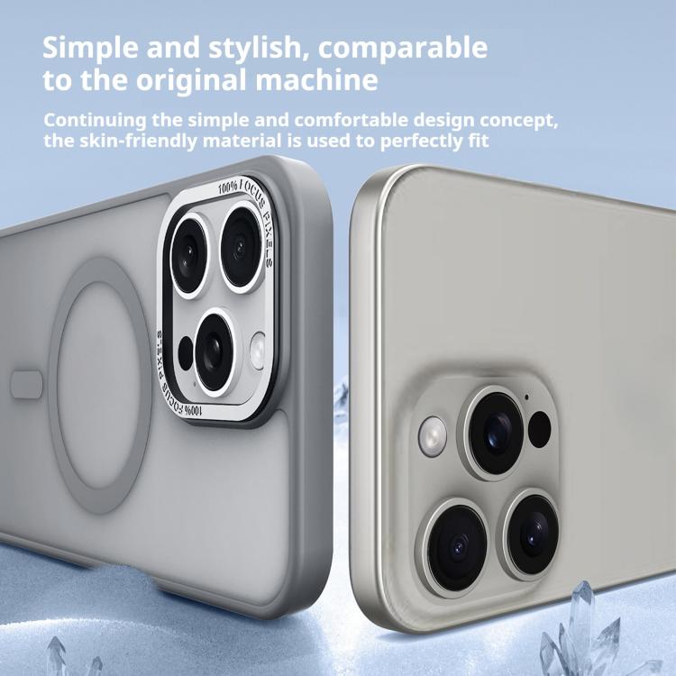 For iPhone 17 Air Kalebol Metal Lens Frame MagSafe Frosted PC Phone Case(Navy Blue)