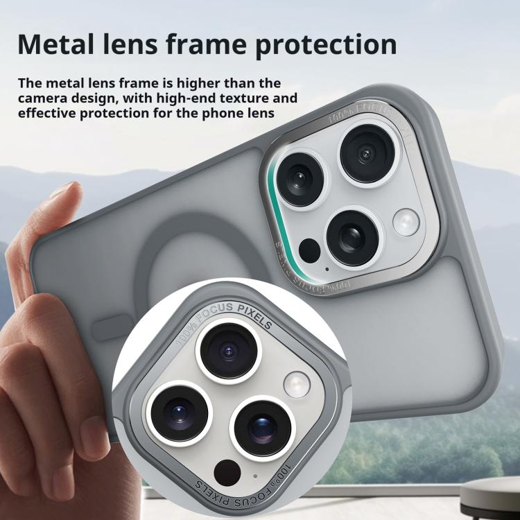 For iPhone 17 Air Kalebol Metal Lens Frame MagSafe Frosted PC Phone Case(Navy Blue)