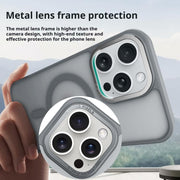 For iPhone 17 Air Kalebol Metal Lens Frame MagSafe Frosted PC Phone Case(Pink)