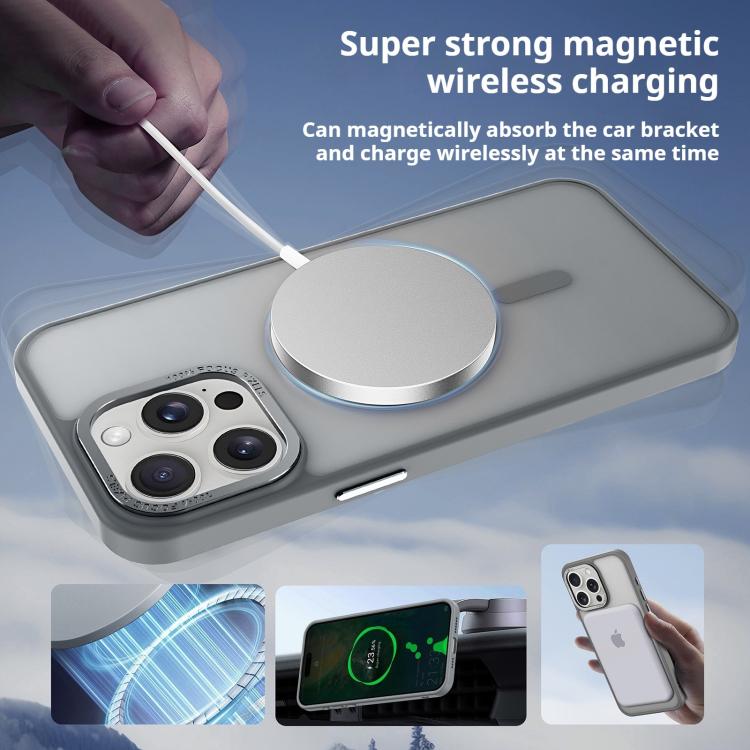For iPhone 17 Air Kalebol Metal Lens Frame MagSafe Frosted PC Phone Case(Navy Blue)