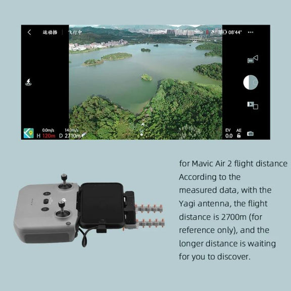 For DJI Mavic 3 / Air 2 / Air 2S / Mini 2 BRDRC Remote Controller Copper Yagi-Uda Antenna Signal Enhancer(Grey)