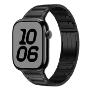 For Apple Watch 46mm / 49mm / 45mm / 44mm Tri-beads Side-detachable Buckle Stainless Steel Watch Band(Black)
