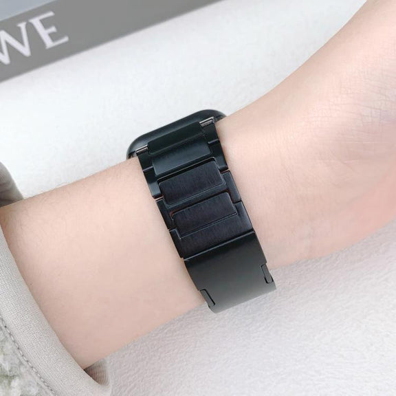 For Apple Watch 46mm / 49mm / 45mm / 44mm Tri-beads Side-detachable Buckle Stainless Steel Watch Band(Black)