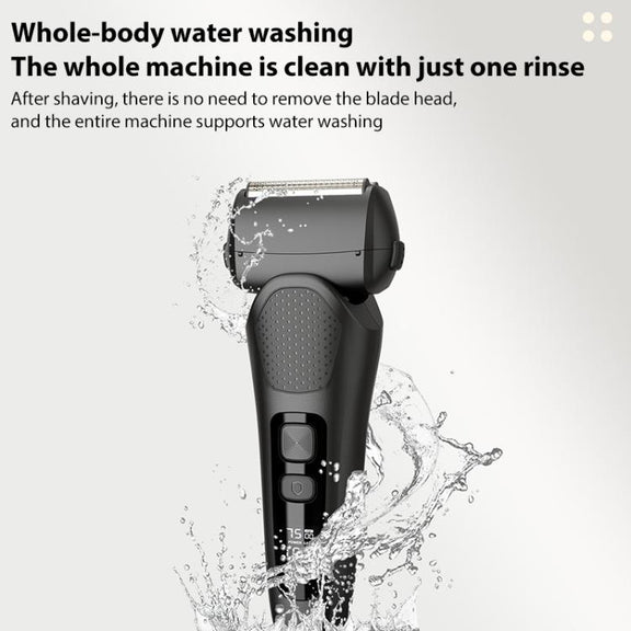 Full Body Washable LED Digital Display Reciprocating Electric Shaver(Gun Fight Black)