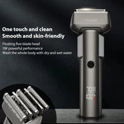 Five-blade Full Body Washable LED Digital Display Reciprocating Electric Shaver(Grey)