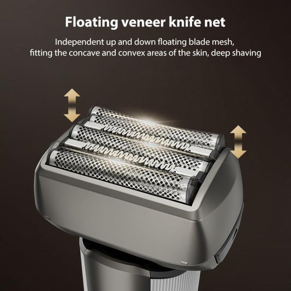 Five-blade Full Body Washable LED Digital Display Reciprocating Electric Shaver(Grey)